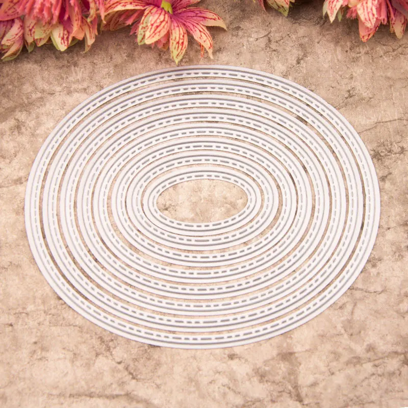 

8pcs DIY Ellipse frame Greeting card metal cutting dies cut die mold Scrapbook paper craft knife mould stencils dies
