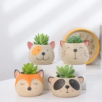 plain fired ceramic cartoon flowerpot simple and lovely panda dog fox cat fleshy flowerpot creative home gardening fleshy pot