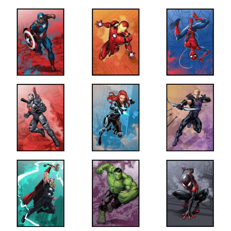 

Marvel Superhero Poster Print Home Decor Spiderman Iron Man Captain America Canvas Painting Art Wall Children's Room Picture