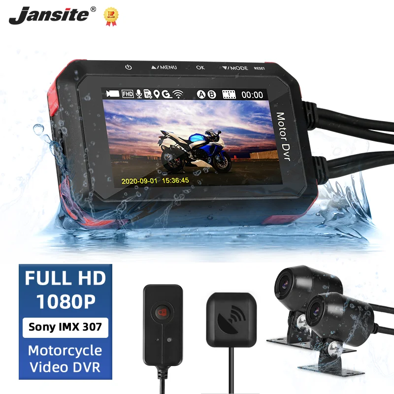 

Jansite Drive Video Recorder FHD 1080P DVR for Motorcycle Rear View Camera Moto Black Box Dash Cam Waterproof GPS Tracker
