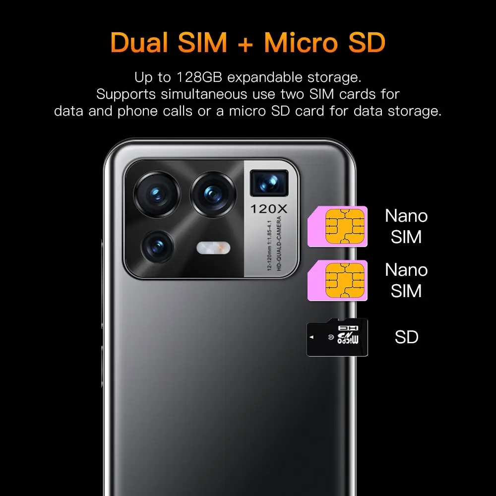 

M12 Pro 12gb + 512gb Andriod 11 Sim Dual + Micro Sd 6800mah Face Unlock Smart Phone 5g Network 32 + 50mp 6.7 Inch Global