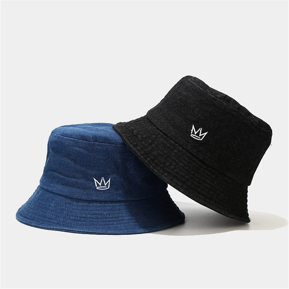 GOUTER модная корона вышивка деним ведро шляпы для женщин кленовый лист хип-хоп