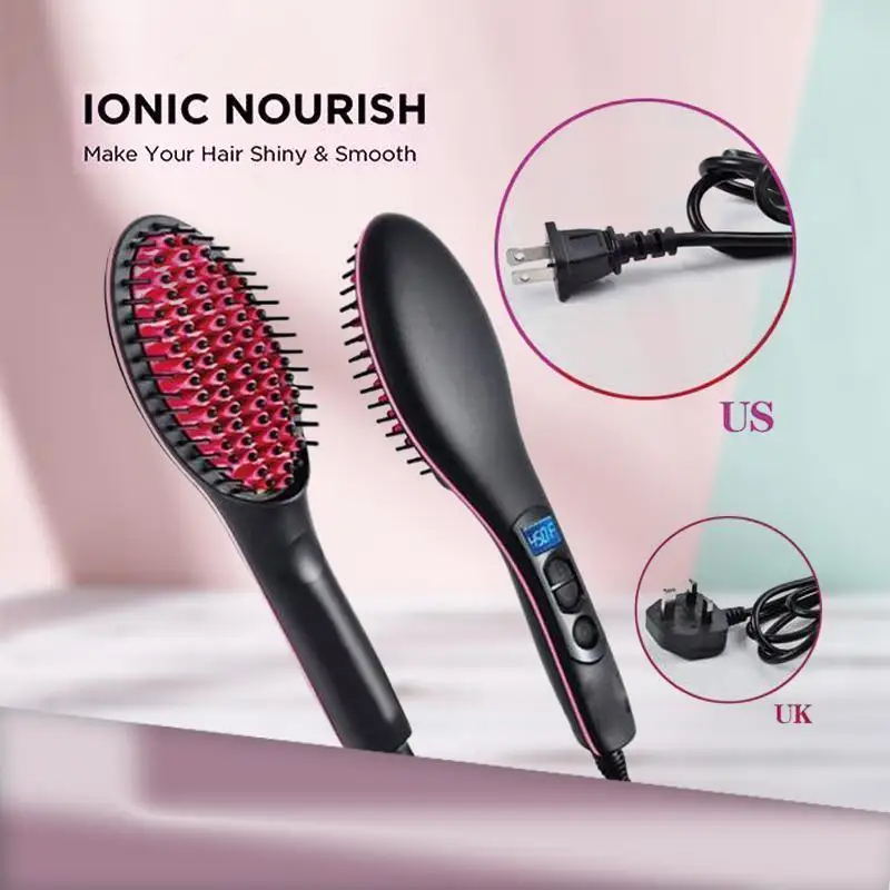 

Quick Straight Hair Styler Hair Straightener Brush Hot Heating Comb Hair Straight Styler Girls Ladies Wet & Dry Hair Curler Comb
