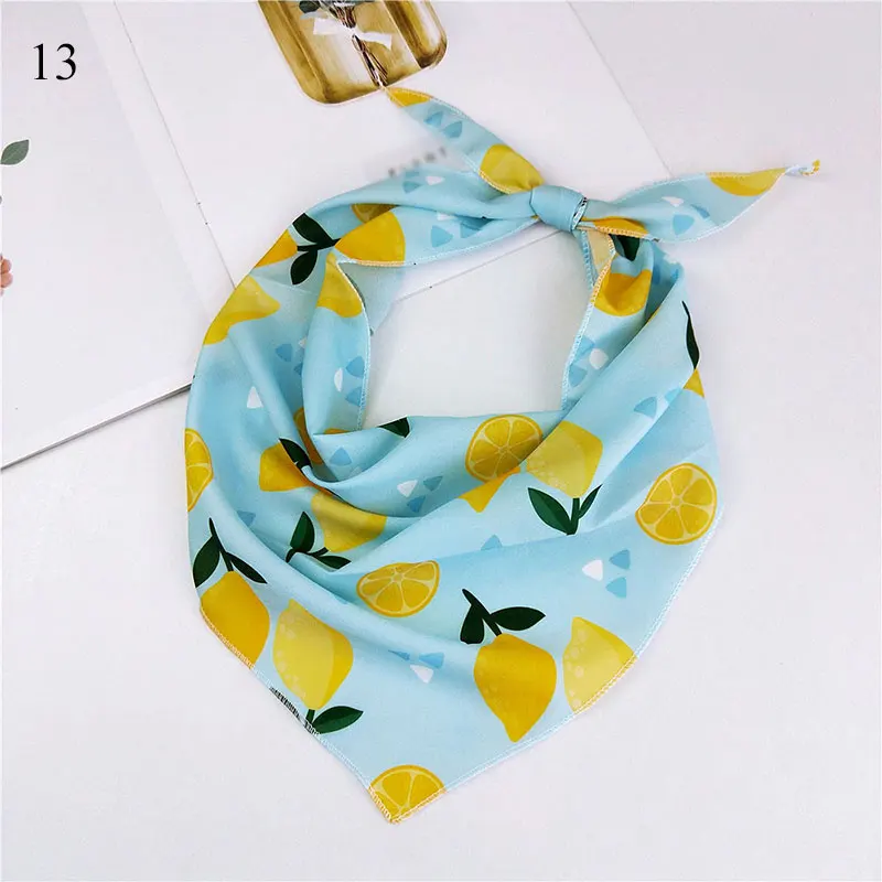 

33*85cm Silk Scarves Avocado Flowers Hankie Ladies Fashion Triangle Scarf Elegant Women's Scarves Neckerchief Muffler Foulard