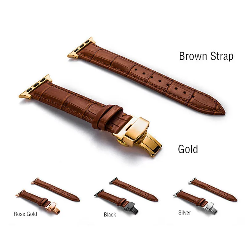 Ремешок из воловьей кожи для Apple Watch Band First Layer браслет iWatch 44 мм 40 5/4/3/2/1 аксессуары