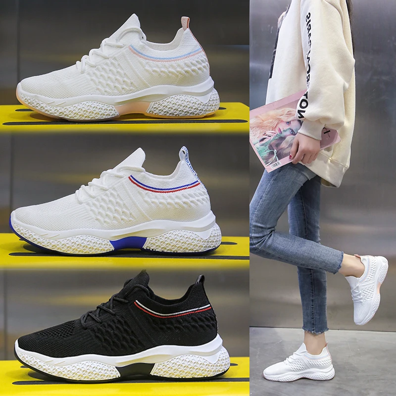 Модная женская обувь портативная дышащая для бега женские черные кроссовки