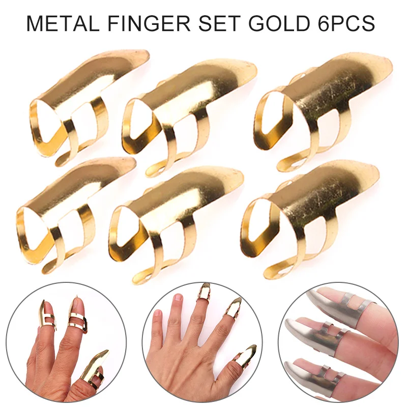 

6 PCS Guitar Metal Finger Picks Index Finger Cover Stainless Steel Fingers Protective Accessories Thumb Pick Set Fingerpicks New