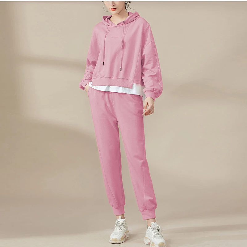 

2020 spring new female sports suit comfortable long-sleeved trousers two-piece hooded fashion casual sweater sportswear
