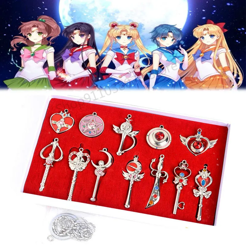 12 шт./компл. новое ожерелье с подвеской кристаллами Сейлор Мун + 1 Бесплатная