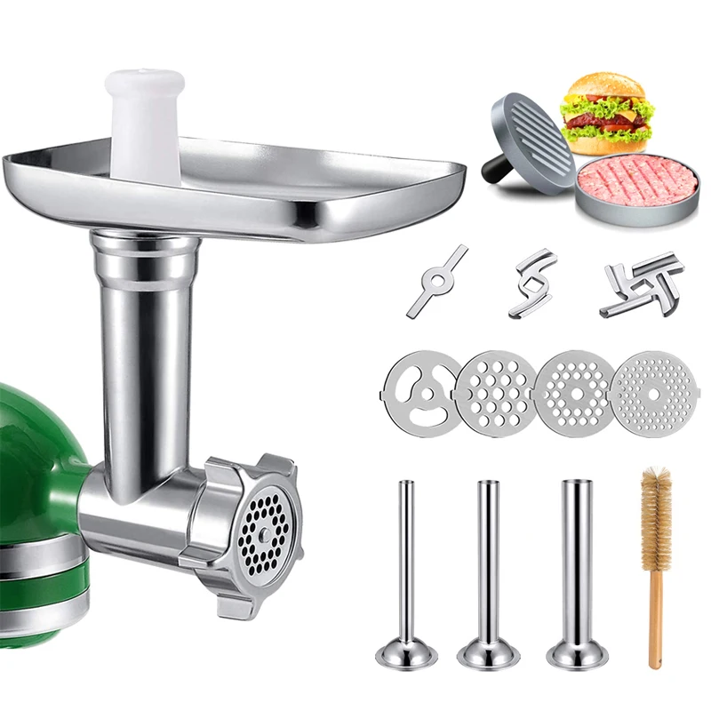 

Zhoutu Metal Food Grinder Attachments for KitchenAid Stand Mixers, Meat Grinder, Sausage Stuffer, Hamburger Press