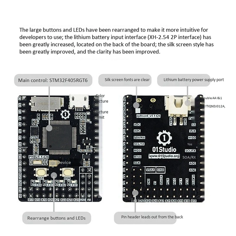 Плата разработки программирования для MicroPython Pyboard V1.1 Python STM32 MCU Встроенная плата |