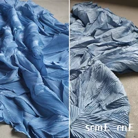 louver pleated fabric blue miyake folds diy art painting wedding background decor pants dress clothing designer fabric