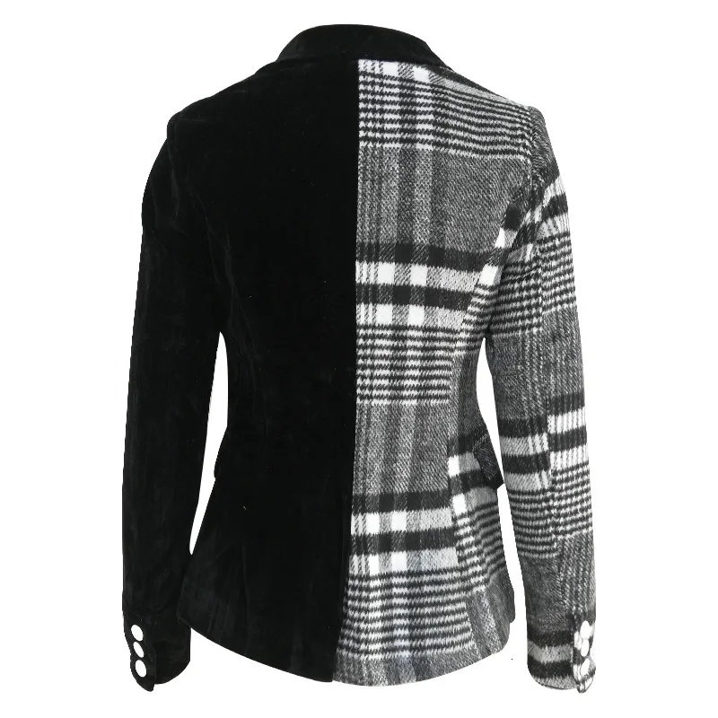 

QING MO Black Women Woolen Coat 2019 Women Plaid Patchwork Coat Women Irregular Slim Coat Winter Elegant Coat ZQY2108