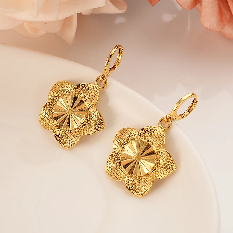 Украшения Gold Charms Jewelry с прекрасными подвесками в форме цветов для женщин - серьги-капельки brincos. Винтажный стиль для девочек, детей и взрослых. Рождественский подарок, украшение для тела.