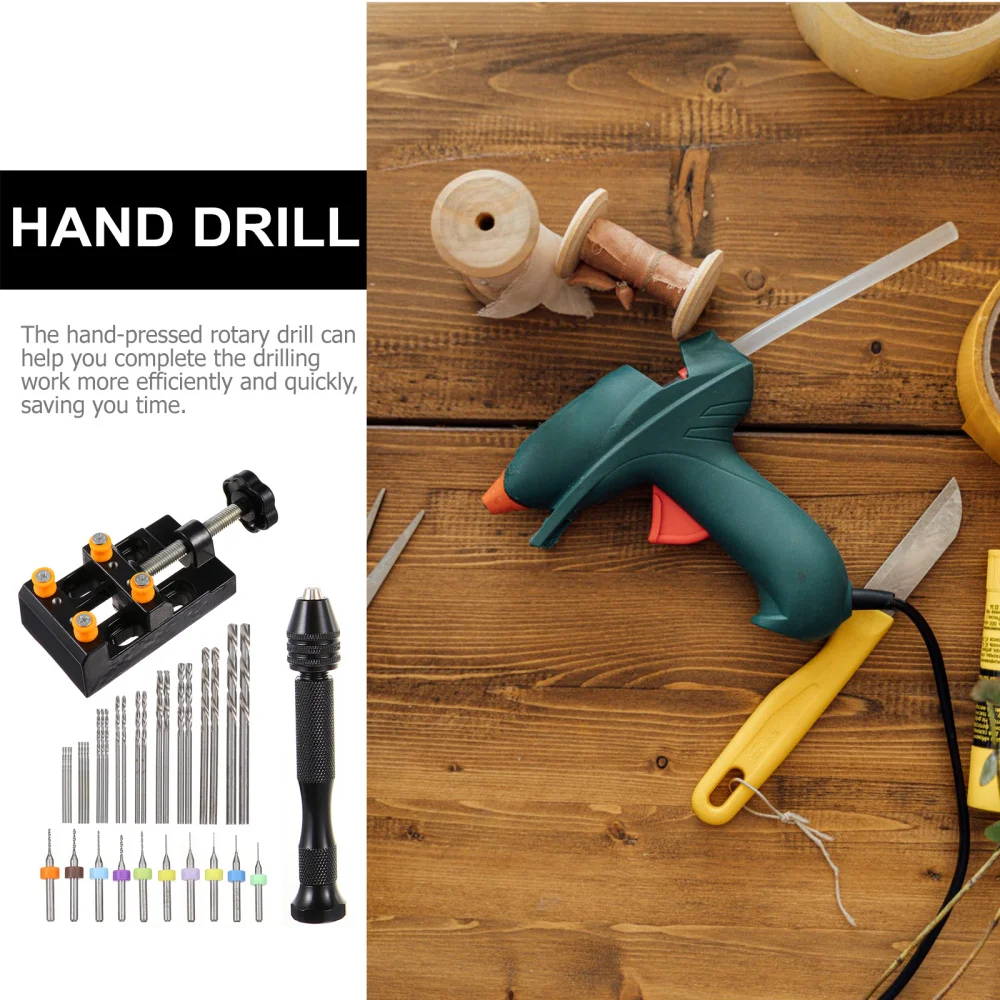 

1 Set/37pcs Hand Twists Drill Pin Vise Hand Drill Jewelry Woodworking Tool Kit