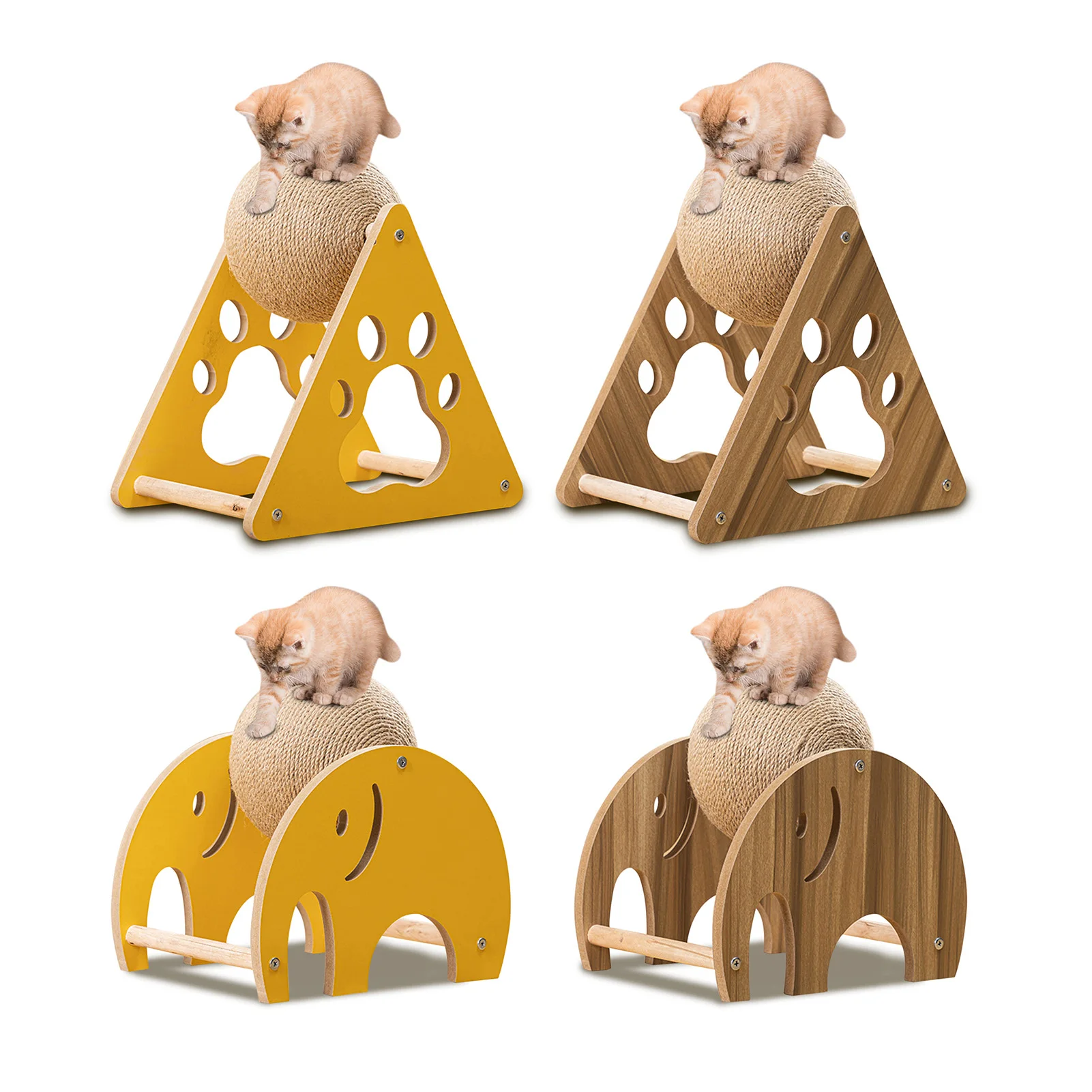 

Интерактивная деревянная Когтеточка для кошек, поцарапающийся шарик из сизаля, для воркаута, скалолазания, респектабельный