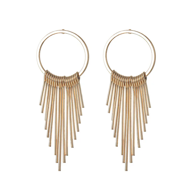 Женские серьги кисточки ZG длинные геометрические золотого и серебряного цветов