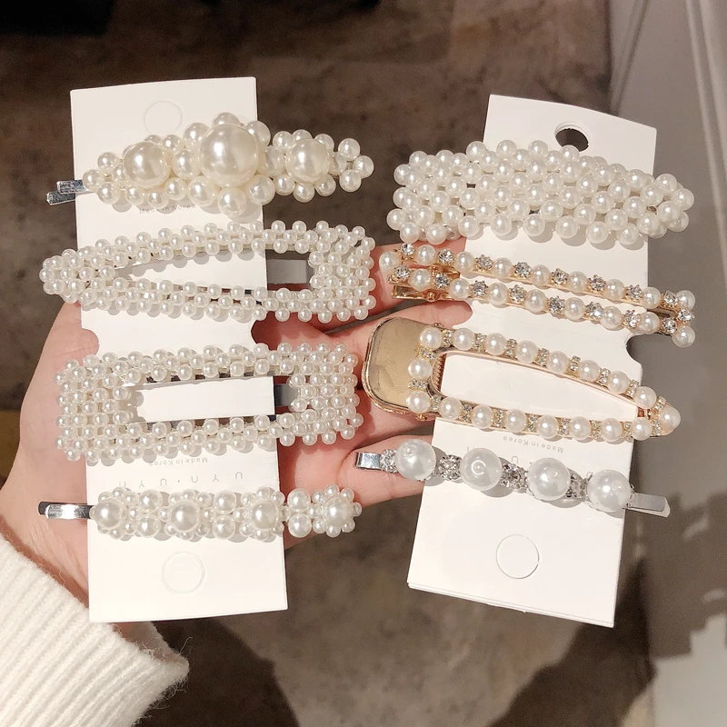 Мода Моделируемые бусинки жемчуга Шпильки зажим для волос заколка в форме сердца