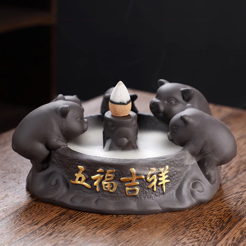 Курильница Wufu Pig Backflow благовония благоприятные керамические изделия талисманы