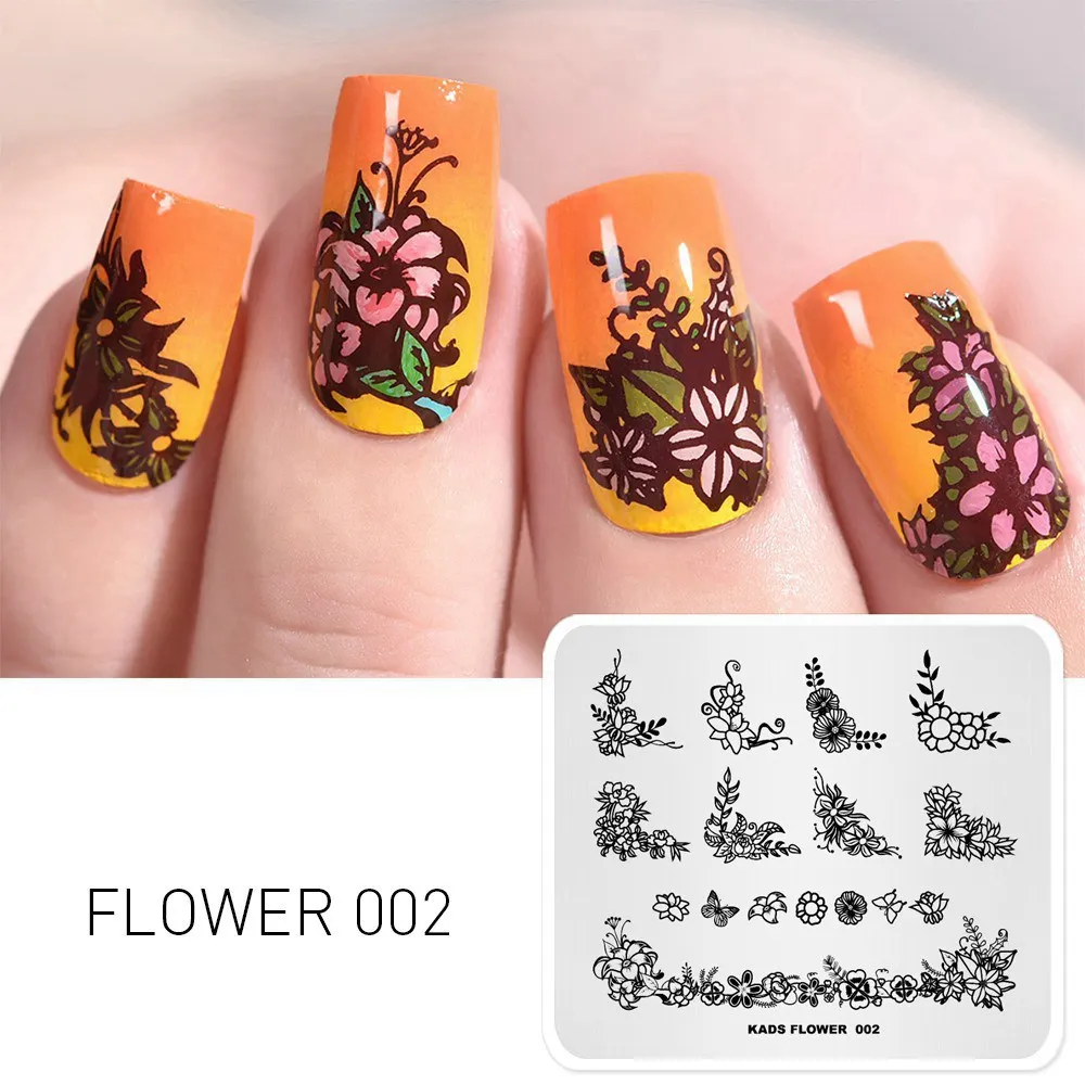 FLOWER 002 Новинка 7*8 см штамповки пластины красота дизайн из нержавеющей стали шаблоны для дизайна ногтей DIY Рождественский трафарет печать штамп-печатка - Цвет: FLOWER 002