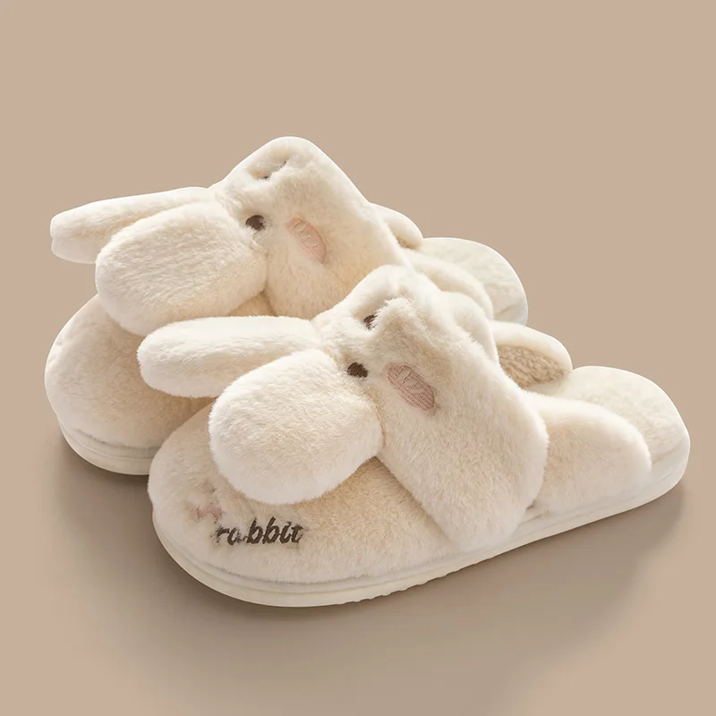 

Lovely Animals Cotton Slippers Women Cute Cartoon Rabbits Indoor Slippers Autumn Winter Kawaii Home Warm Household Plush Shoes