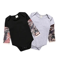 fashion baby rompers tattoo sleeves rock baby boy romper infant girls cotton jumpsuit christmas long sleeve baby clothes outfits