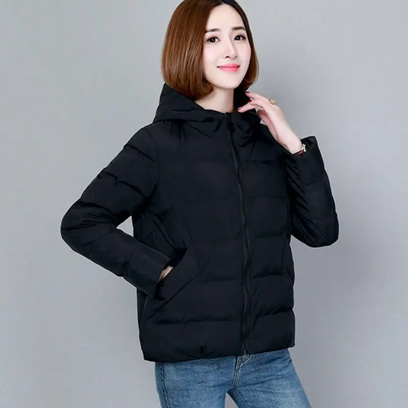 2020 Winter Coat Women 2020 Fashion Winter Jacket Women Cotton padded Parka Outwear Hooded 7 Colors Solid Female Cotton clothing