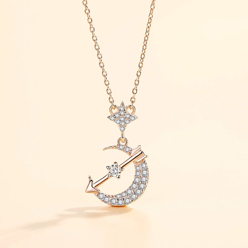 

Star and Moon Necklace Series Korean Light Luxury Fashion Diamond Clavicle Chain Temperament Personality Sterling Silver Pendant