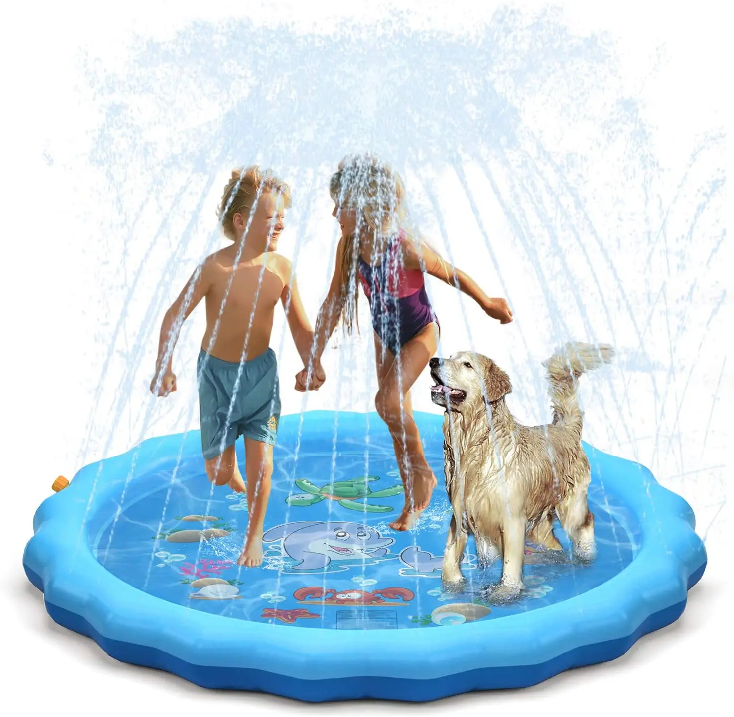 

100cm Pet Play Water Spray Splash Mat Inflatable Sprinkler Cushion Pads Outdoor Garden Fountain Toy Tub Swiming Pool for Kid Dog