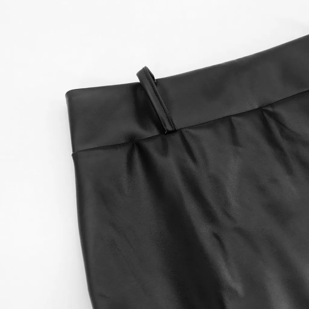 Женская облегающая юбка SAGACE черная кожаная в Корейском стиле с асимметричным