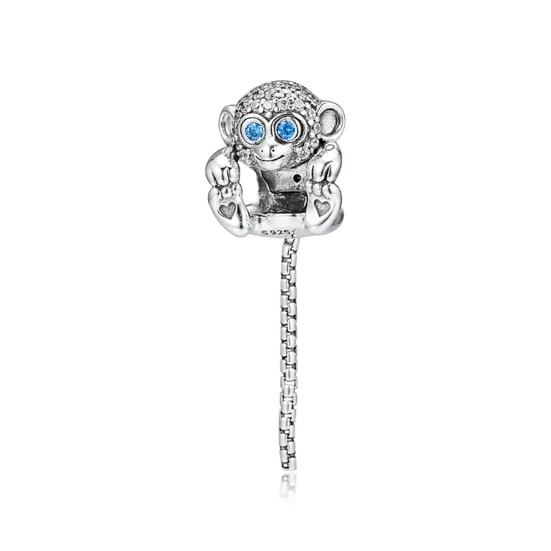 

Sparkling Monkey Silver 925 Original Charm Beads for Jewelry Making 2019 Summer Mixed Color Crystal Animal Charms Jewelry Making