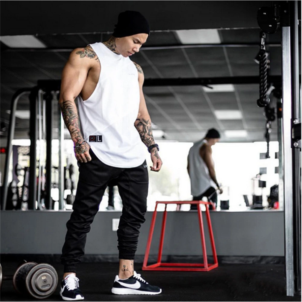

Workout GYM Tank Top Muscle Fitness Sports Vest Basketball Running Loose Elastic Sweat-Absorbent Breathable Sleeveless T-Shirt