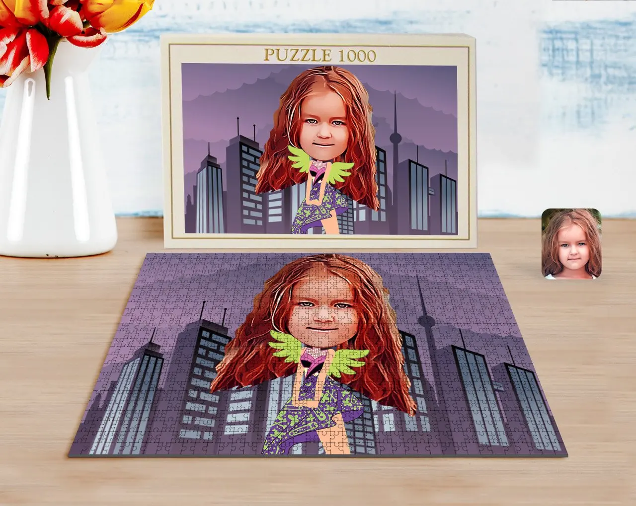 

Personalized Female Child Caricature of 1000 Piece Professional Puzzle-11