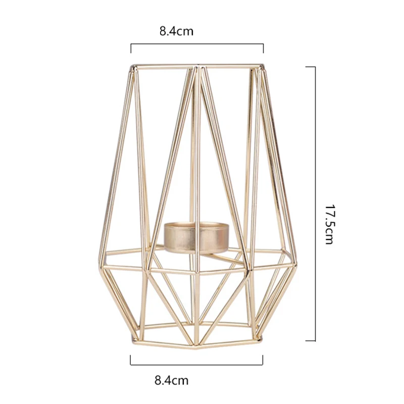 

Nordic Style 3D Geometric Iron Candlestick Tea Light Candle Holders Home Decor ~