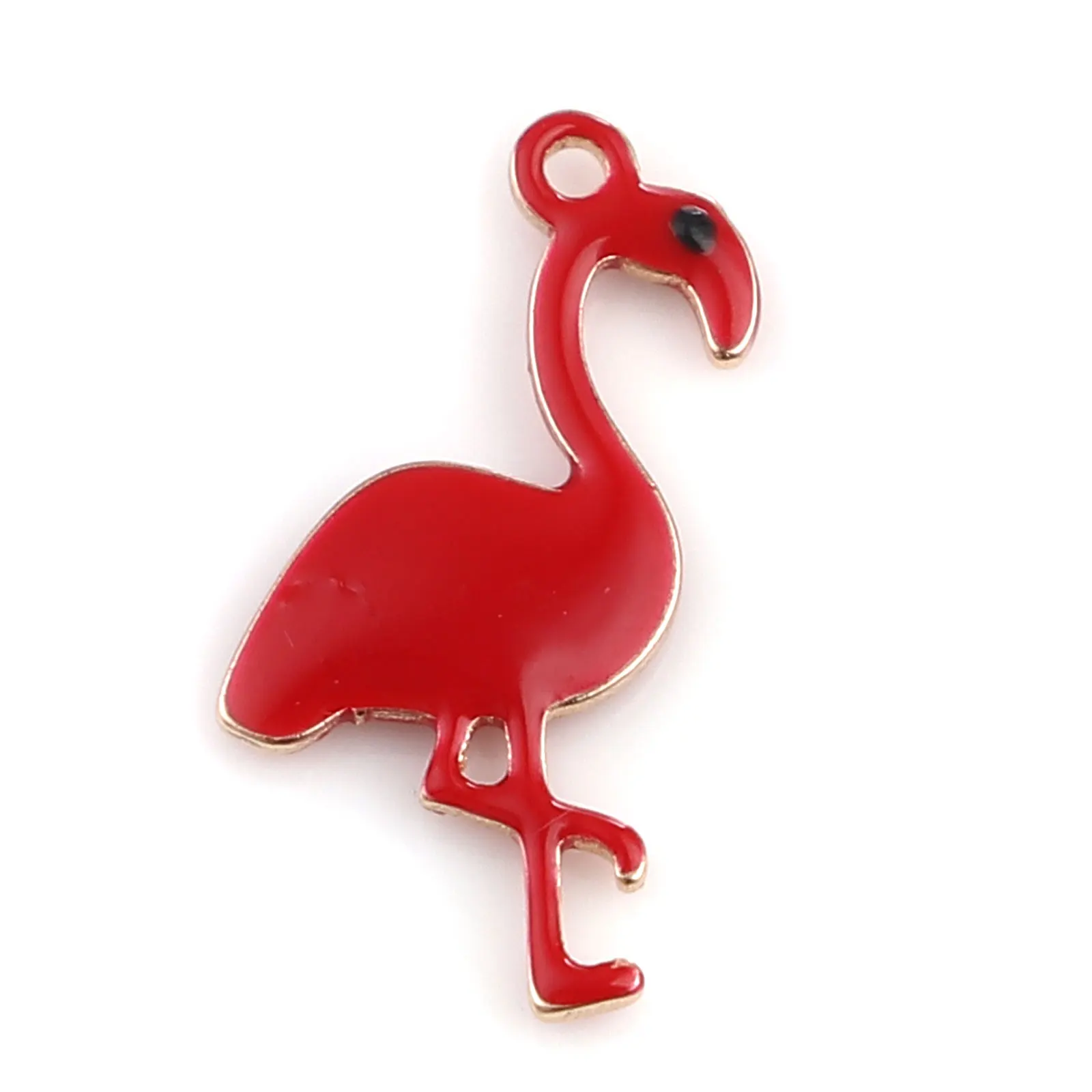 

5PCs Hot Copper Enamelled Sequins Flamingo Charms For Jewelry Making Colorful Bird Pendant Necklace DIY Findings 14x7mm