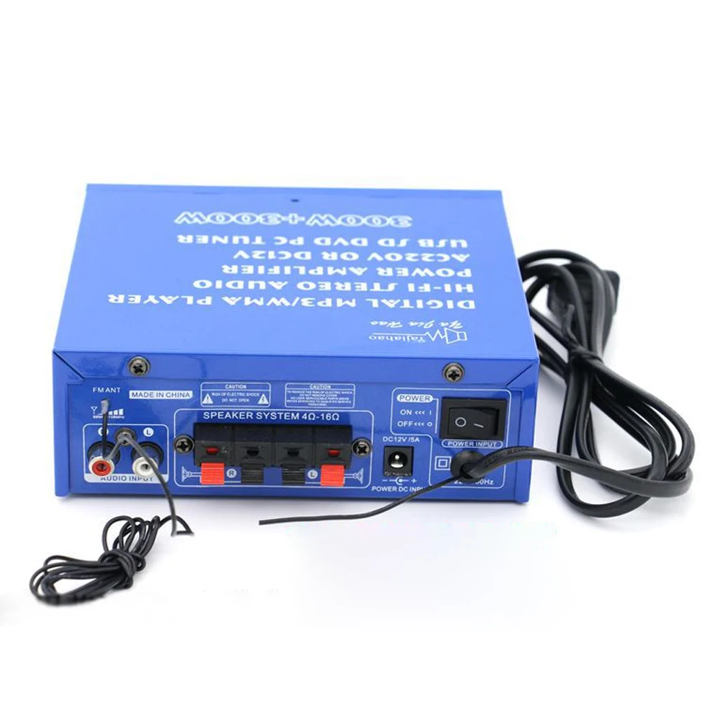 12 В 220 мини усилитель аудио Bluetooth цифровой приемник SD слот MP3 плеер FM радио ЖК