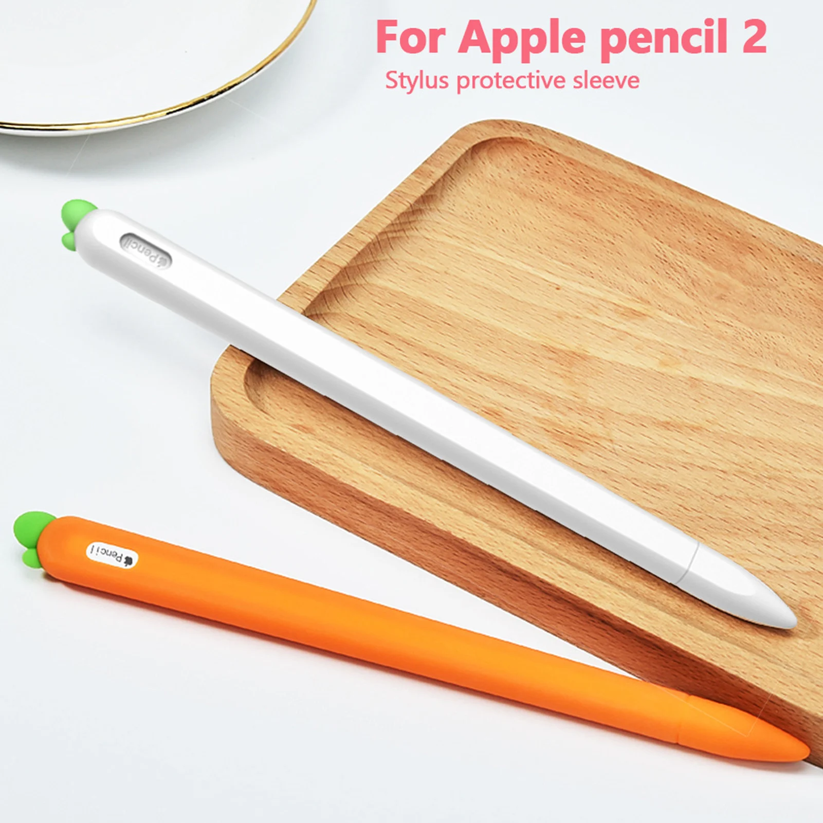 

Новинка 2021, милый силиконовый чехол для карандаша с морковкой для Apple Pencil 2, чехол для планшета с сенсорным стилусом, мультяшный защитный чех...