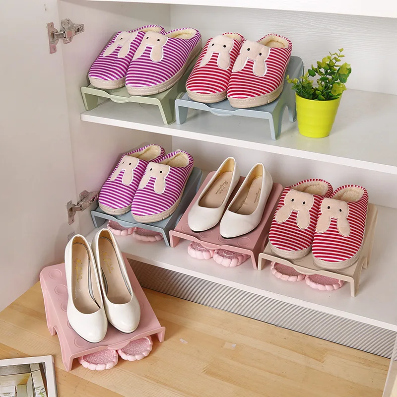 

New Creative Integrated Non-Slip Shoe Bracket Storage Shoe Rack Simple Double-Layer Simple Plastic Non-Adjustable Shoe Cabinet