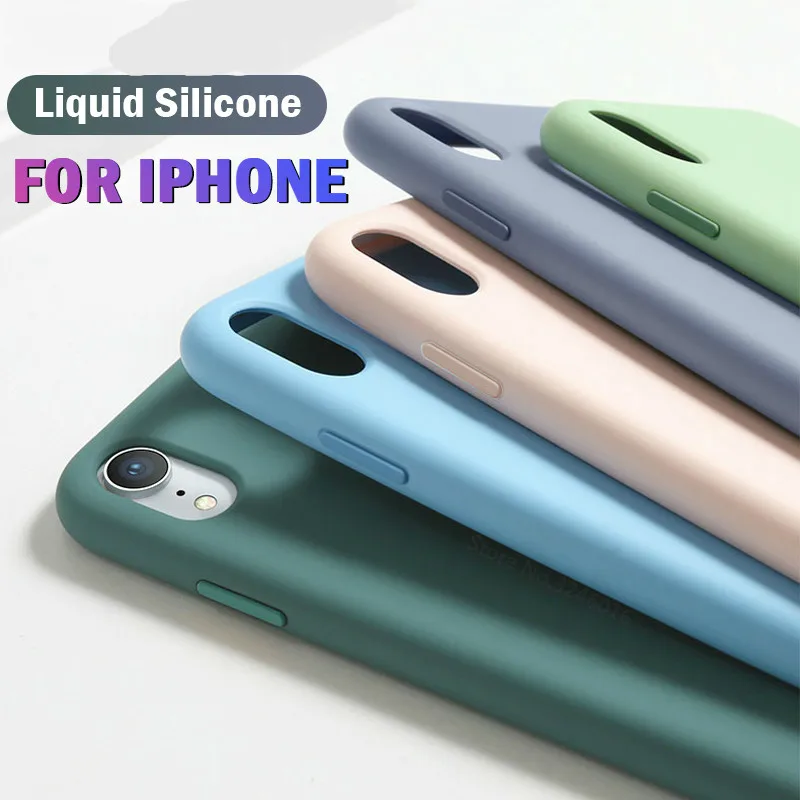 Жидкий силиконовый чехол для телефона iPhone 7 8 6S 6 Plus мягкий карамельных цветов 11 Pro