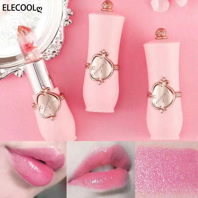

ELECOOL Moisturizer Lip Gloss Transparent Jelly Flower Lipstick Temperature Color Change Waterproof Makeup Lip Balm Cosmetic