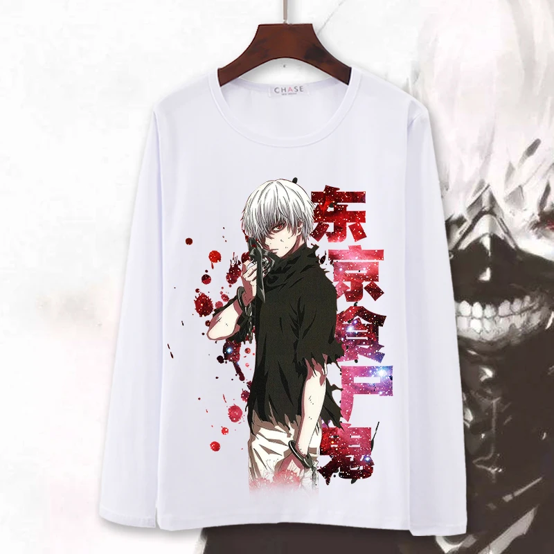 Токийский Гуль косплей футболка Kaneki Ken весна-осень аниме с длинным рукавом