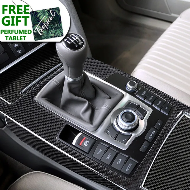 

Car Interior Accessories Moulding Carbon Fiber Central Control Gear Shift Panel Stickers Decals Car Styling For Audi A6 c5 c6