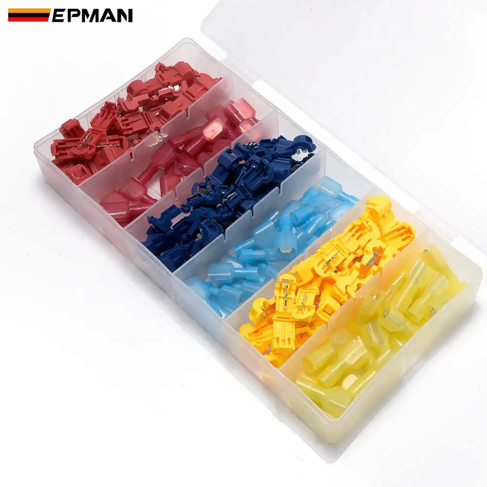 EPMAN 120 шт. t-краны/мужской изолированный провод, клеммные разъемы, Автомобильная сигнализация, Радио Установка, быстрое соединение проводов, соединитель EP402GP120