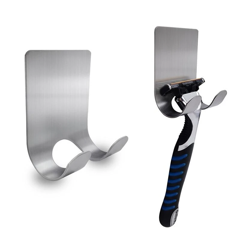 

1Pc Wall-mounted Stainless Steel Razor Holders Wall Adhesive Shaver Storage Racks Kitchen Door Bathroom Sticky Hooks For Plugs