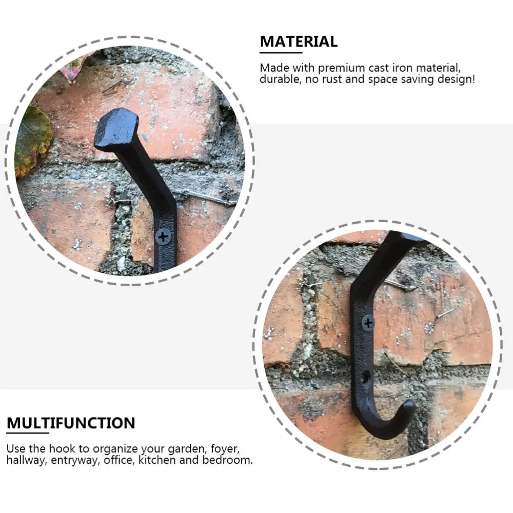 

3pcs Nail Shaped Hook Vintage Wall Hanging Hook Clothes Hanger Wall Mounted Hook