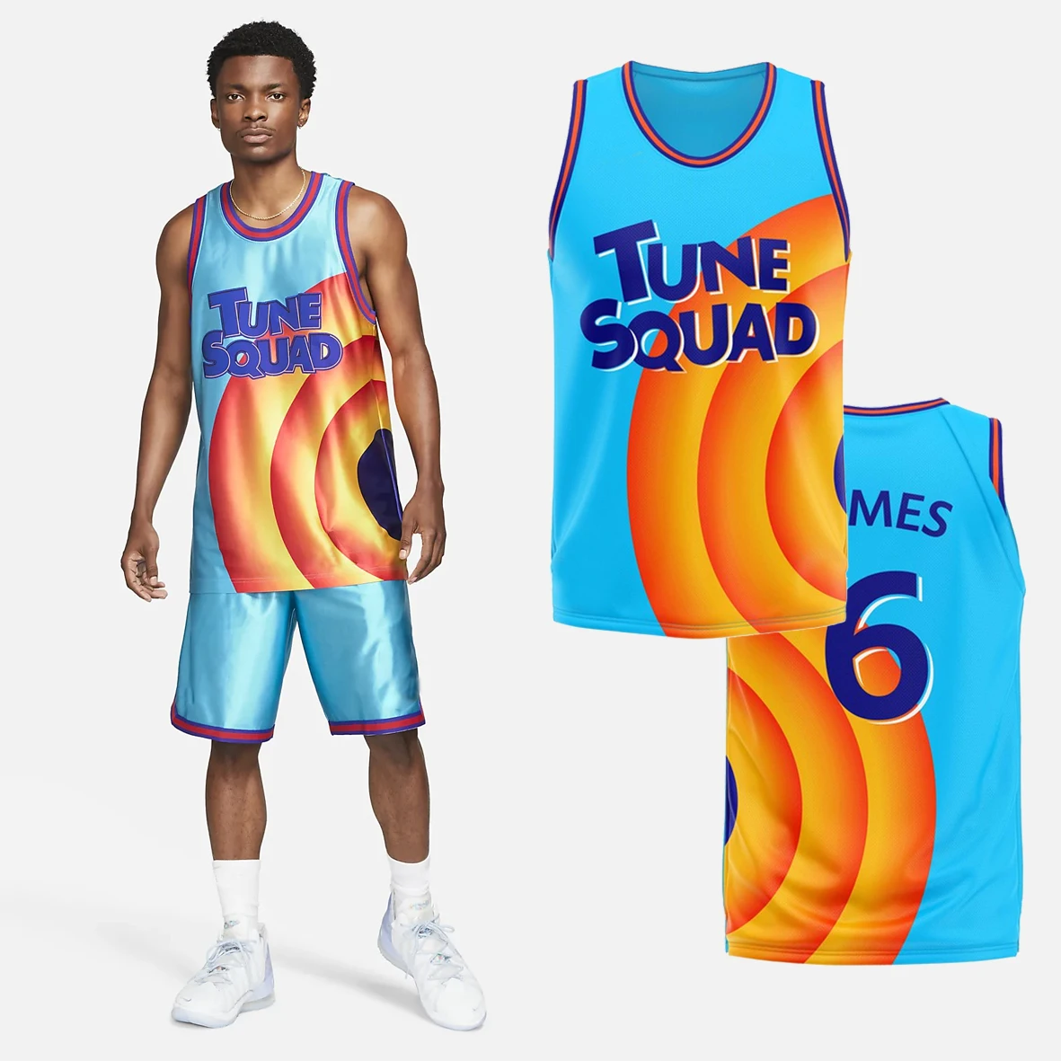 

Space Jam 2 Tune Squad Basket Shirt Jersey Kids Men James #6 Cosplay Vest Shorts Summer New 2021 Basketball Uniform Sports Suit