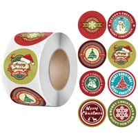 christmas day stickers round sealing sticker labels 500 pieces 1 5 inch for holiday party gift envelopes cards boxes decorations