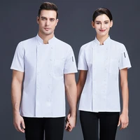 man women chefs uniform new double breasted short sleeve work wear bakery hotel kitchen restaurant catering cooking chef jacket