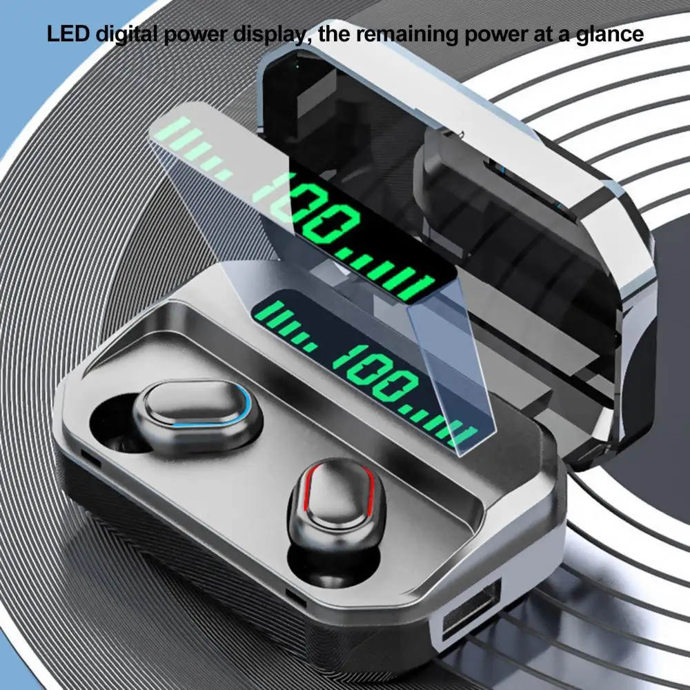 

309 Mini Bluetooth 5.0 Wireless Smart Noise Canceling In-ear Stereo Earphone With Charging Case Digital Display