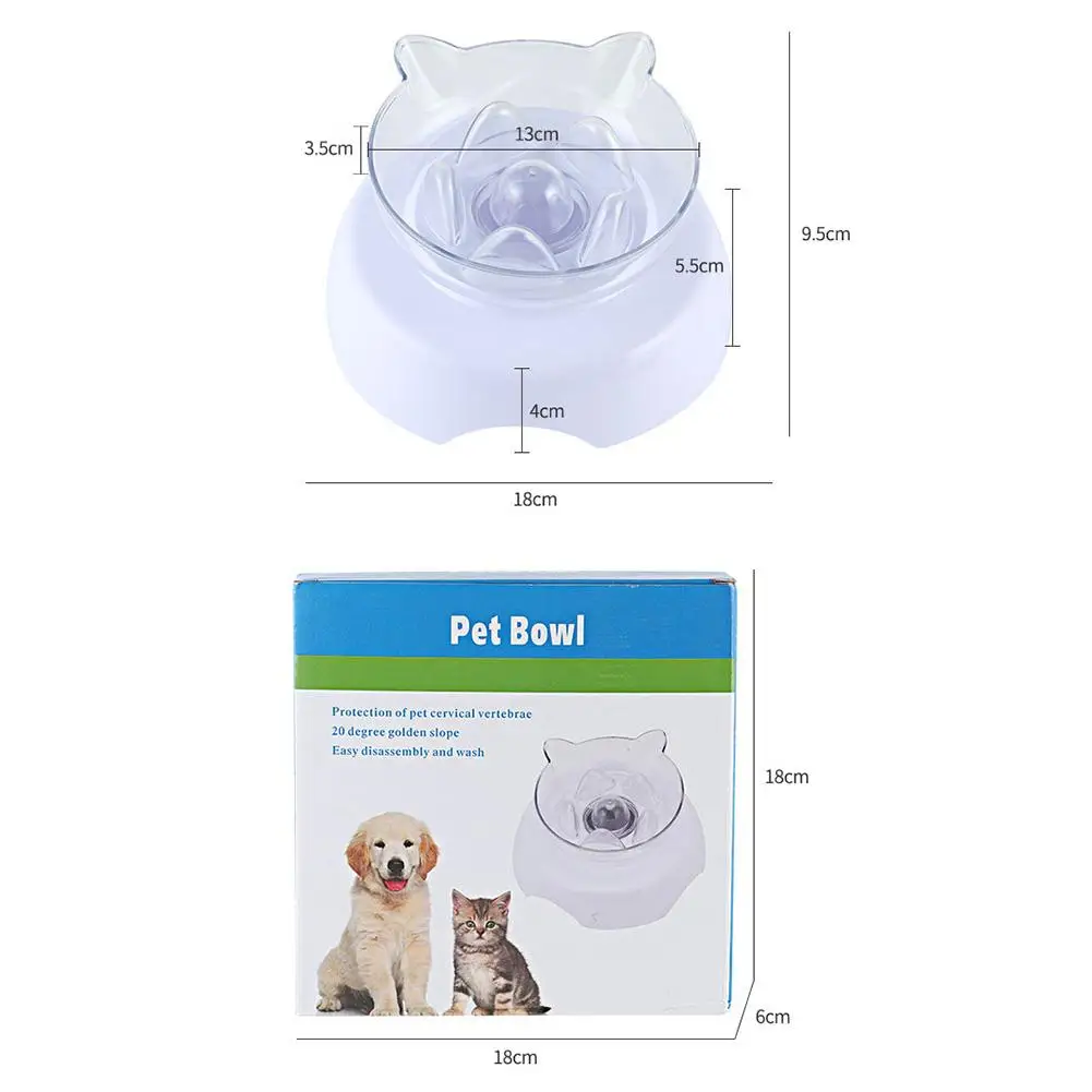 

Cats Slow Eating Bowl Transparent Removable Pet Feeding Bowl With PP Sturdy Base Pet Water Feeder For Spine Protection